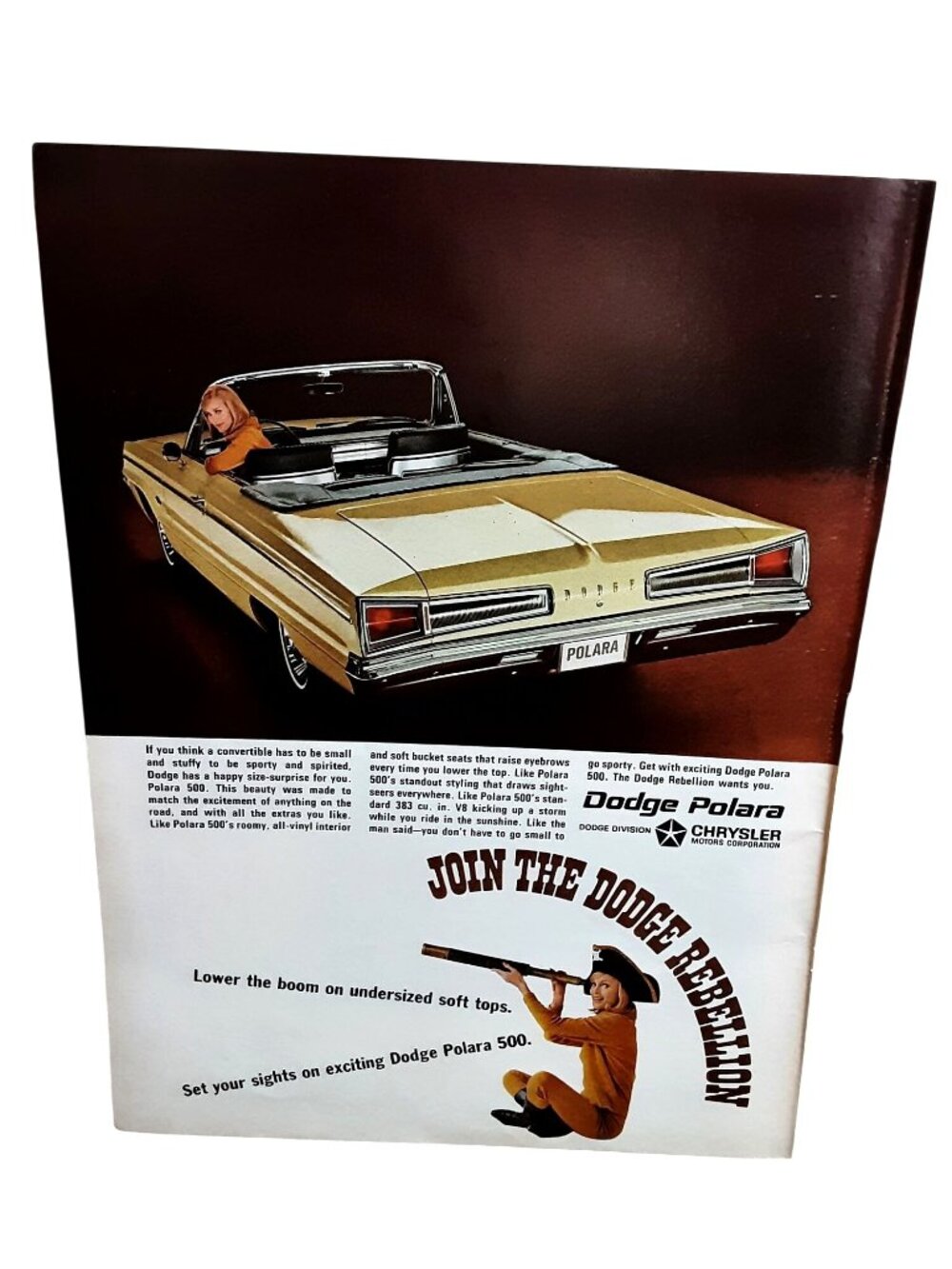 1966 Dodge Polara 500 Convertible Dodge Rebellion Vintage Car Print Ad